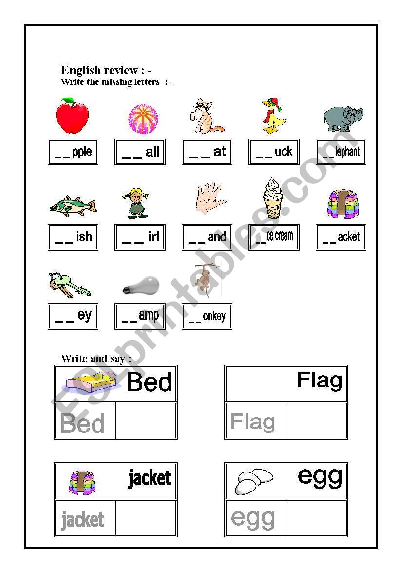 fill in the missing letters worksheet