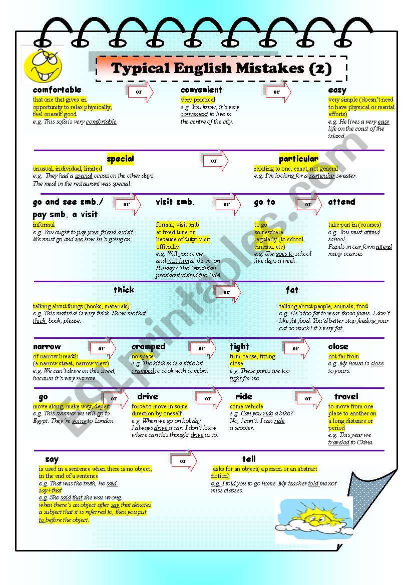 Typical English Mistakes (2) worksheet