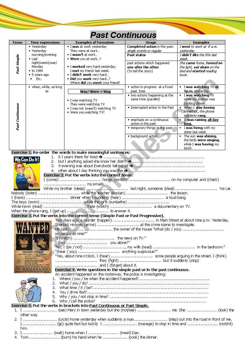 Past Continuous worksheet