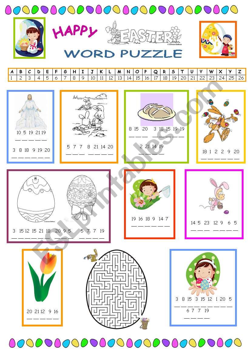 Easter puzzles worksheet