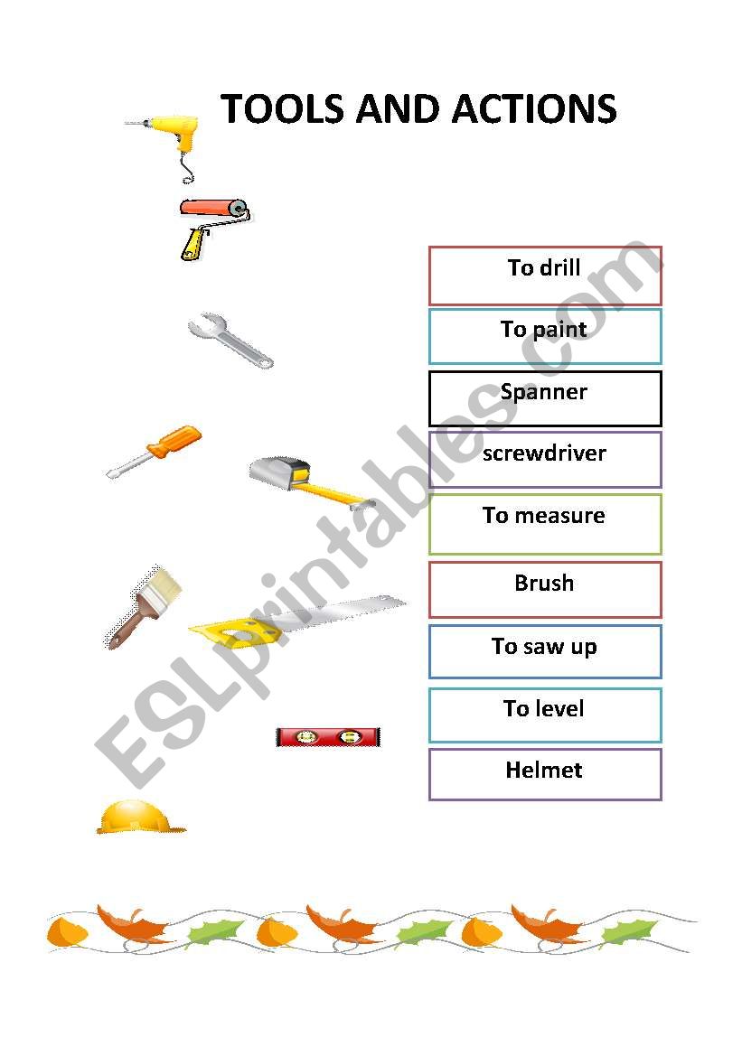 Tools and actions worksheet