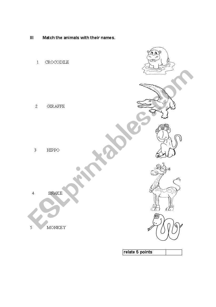 Wild Animals worksheet