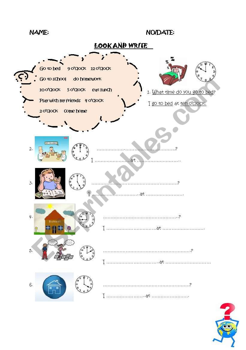 daily routines worksheet