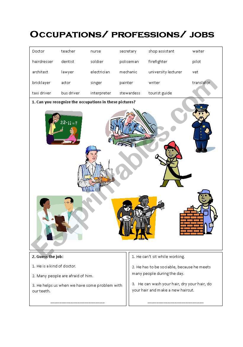 Jobs worksheet