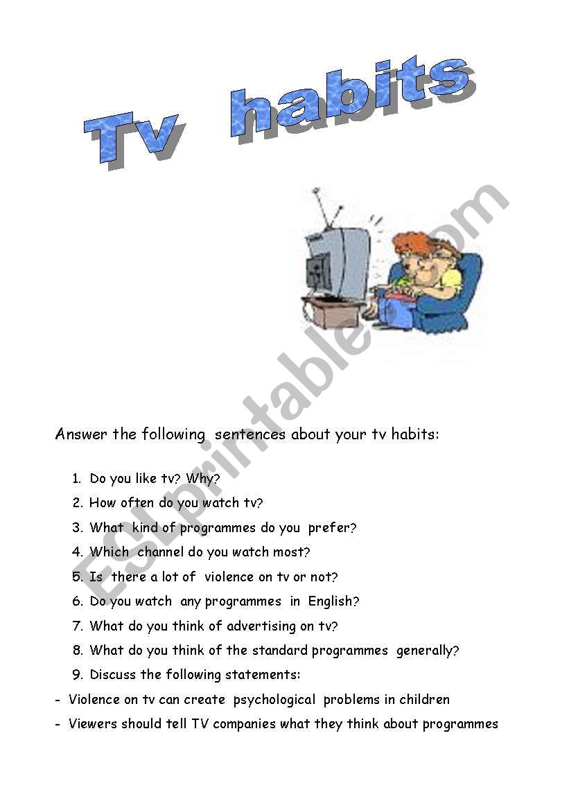 TV habits worksheet