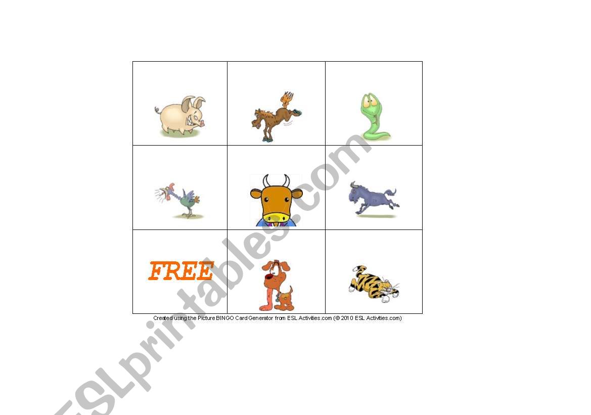 Bingo_Chinese Animal Zodiacs worksheet