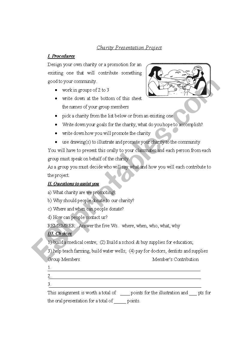 Charity Project worksheet