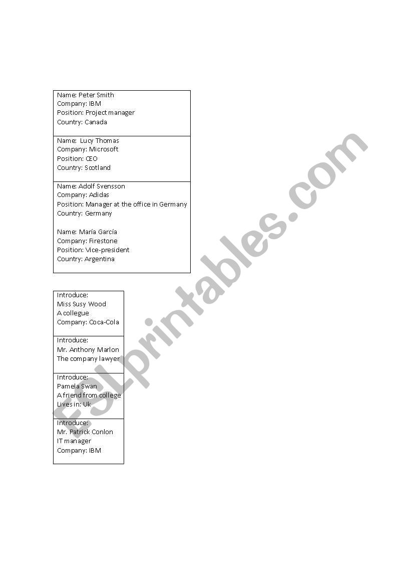 Introductions and greetings worksheet