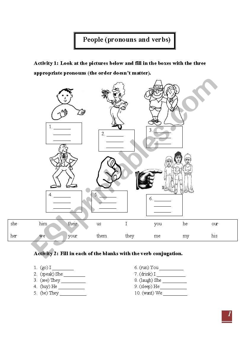 People (pronouns and verbs). worksheet