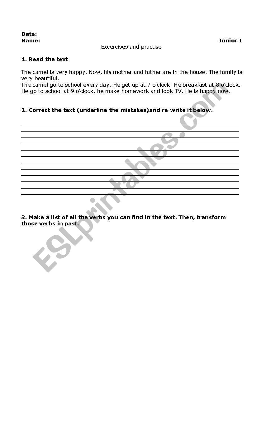 Correcting mistakes worksheet
