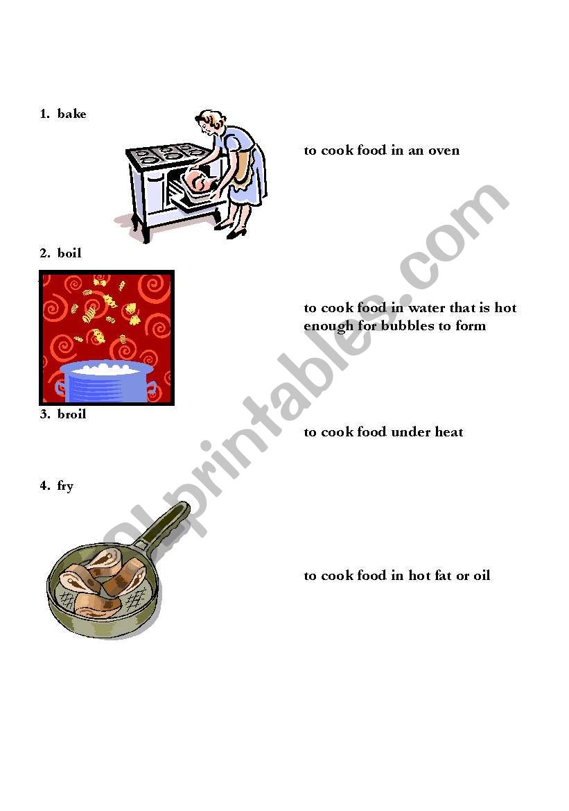 Cooking Term Vocabulary worksheet