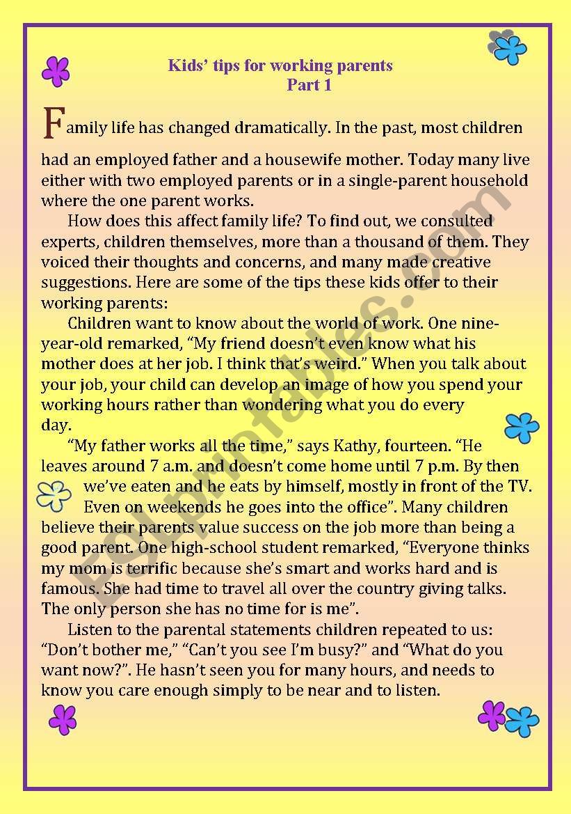 Kids tips for working parents !!!! 