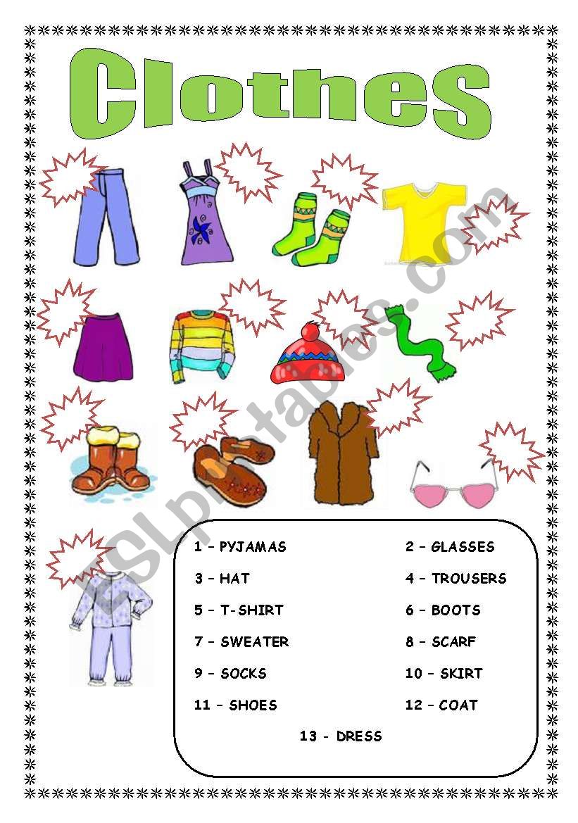 Clothes Item Match worksheet