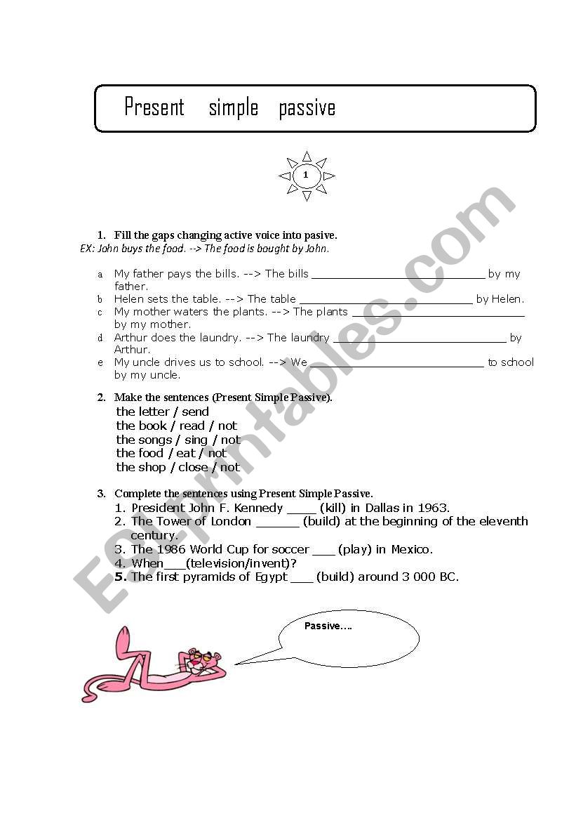 Present Simple Passive worksheet