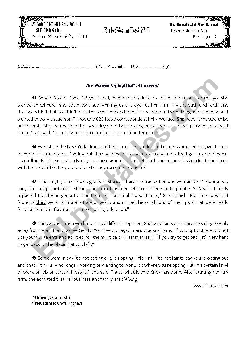 End of term Exam 1 worksheet