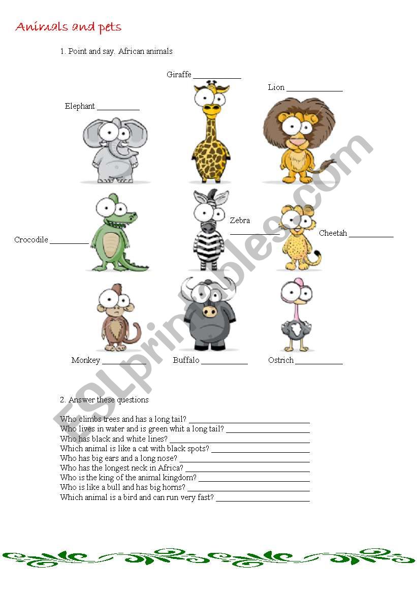 animals and pets 1 worksheet