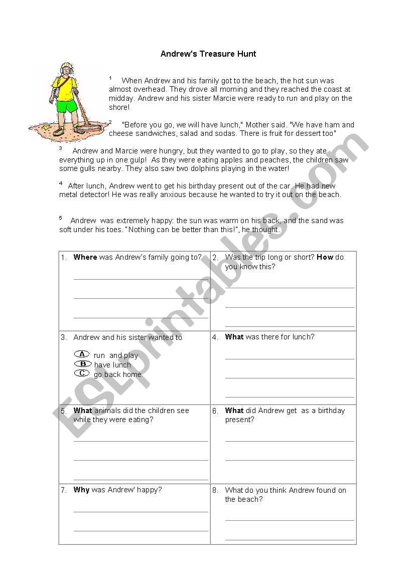 ANDREWS TREASURE HUNT worksheet