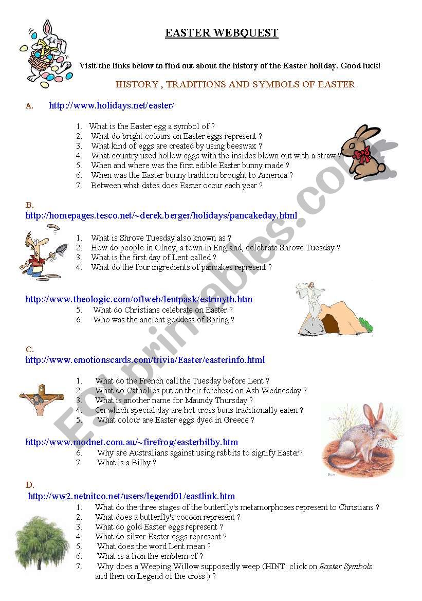 EASTER  Webquest worksheet