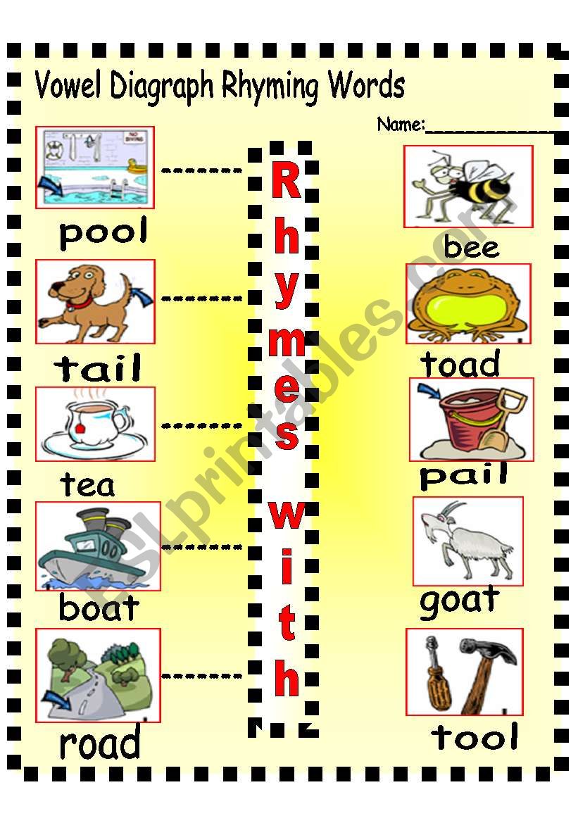 Vowel Digraph Rhyming Words worksheet