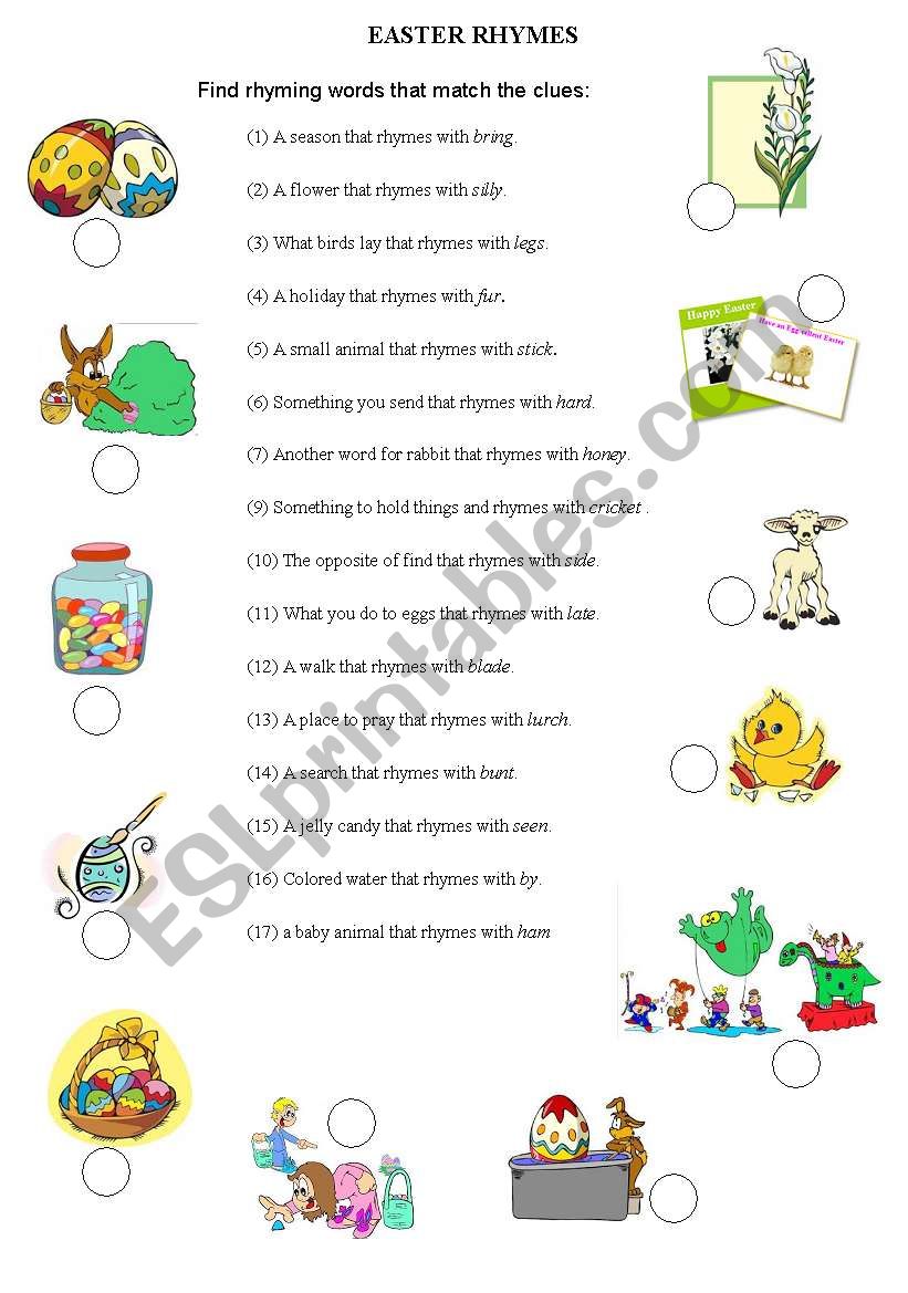 EASTER rhymes worksheet