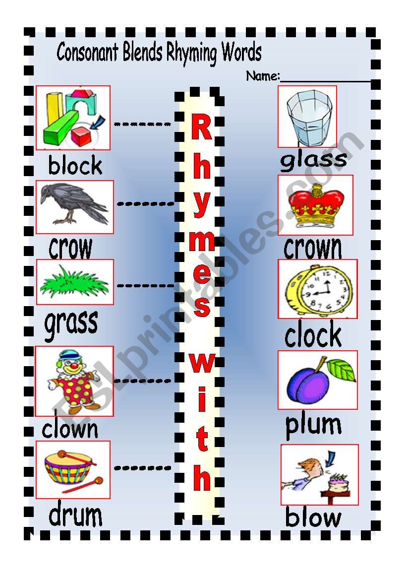 Consonant Blends Rhyming Words