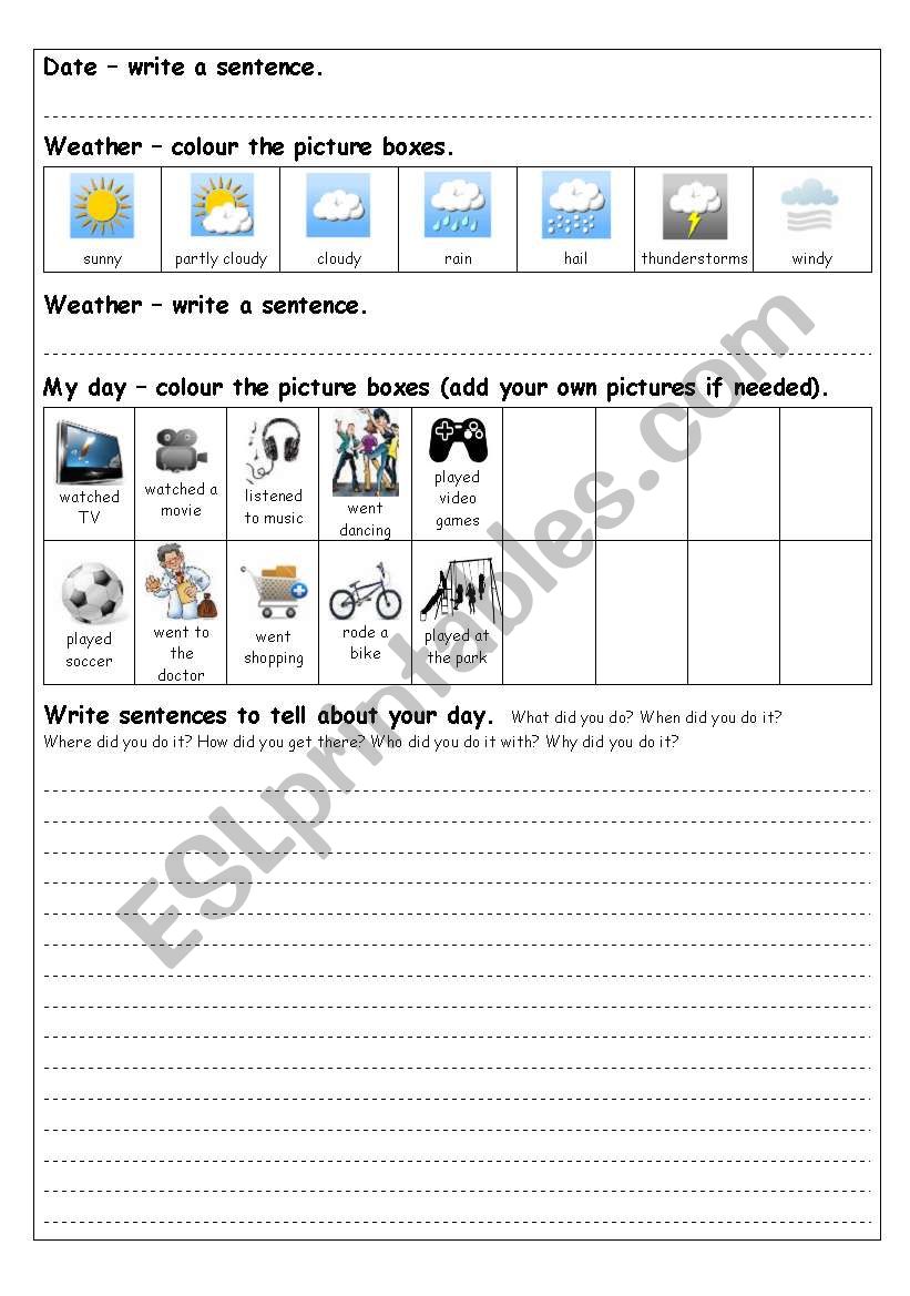 Journal Writing Page worksheet