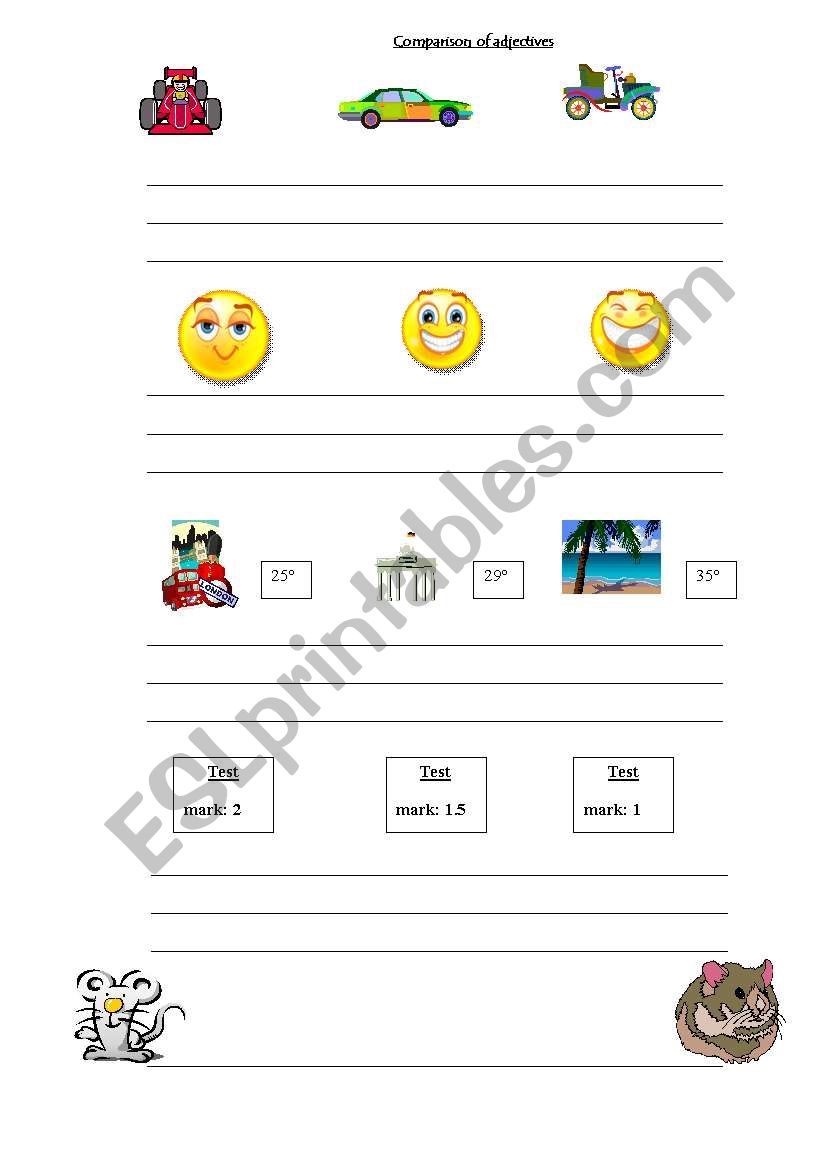 Comparison of adjectives worksheet