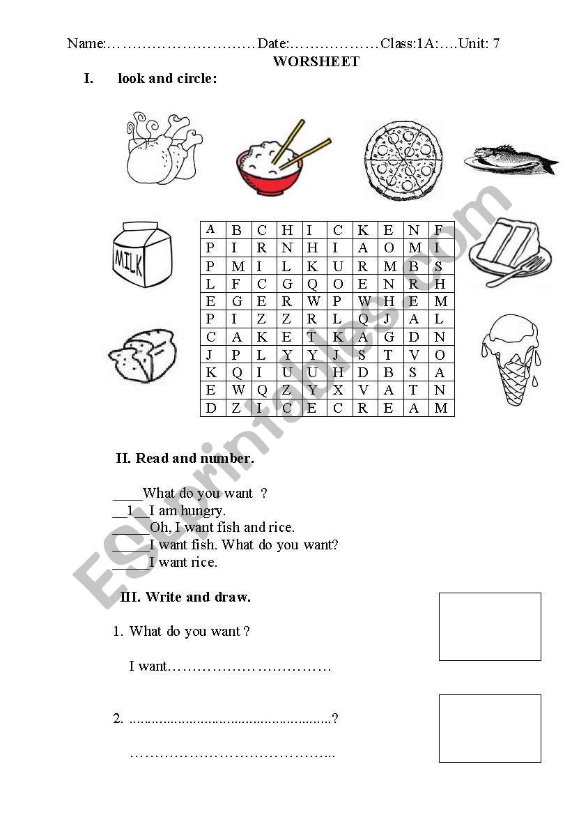 Food worksheet