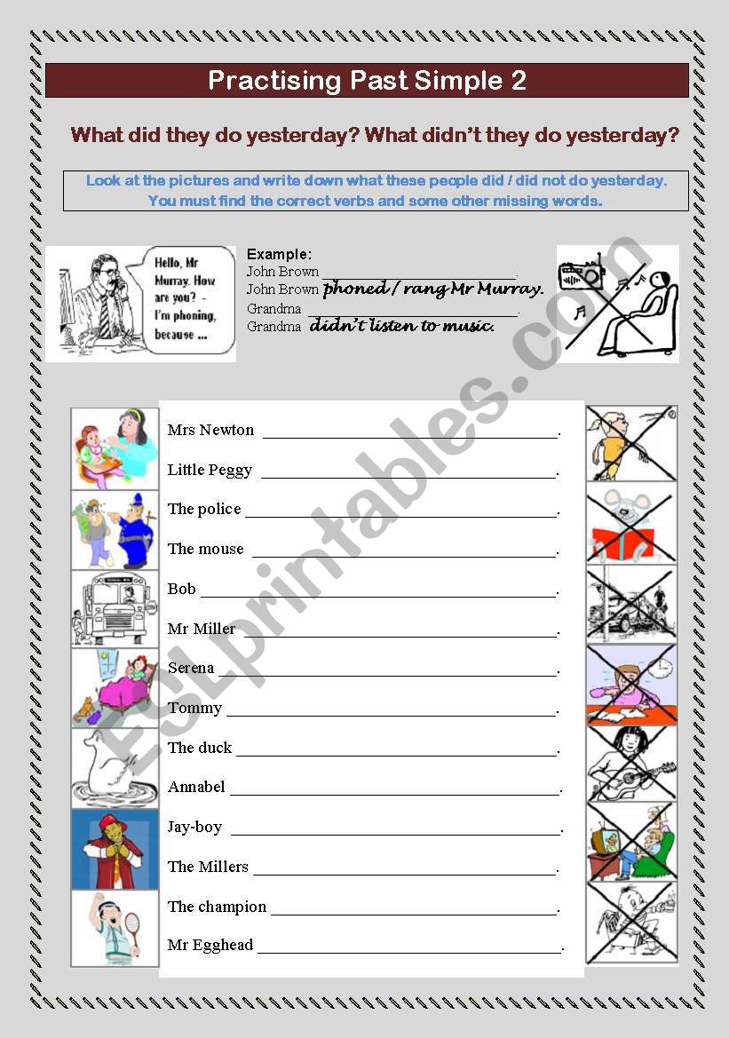 Practising past simple 2 worksheet