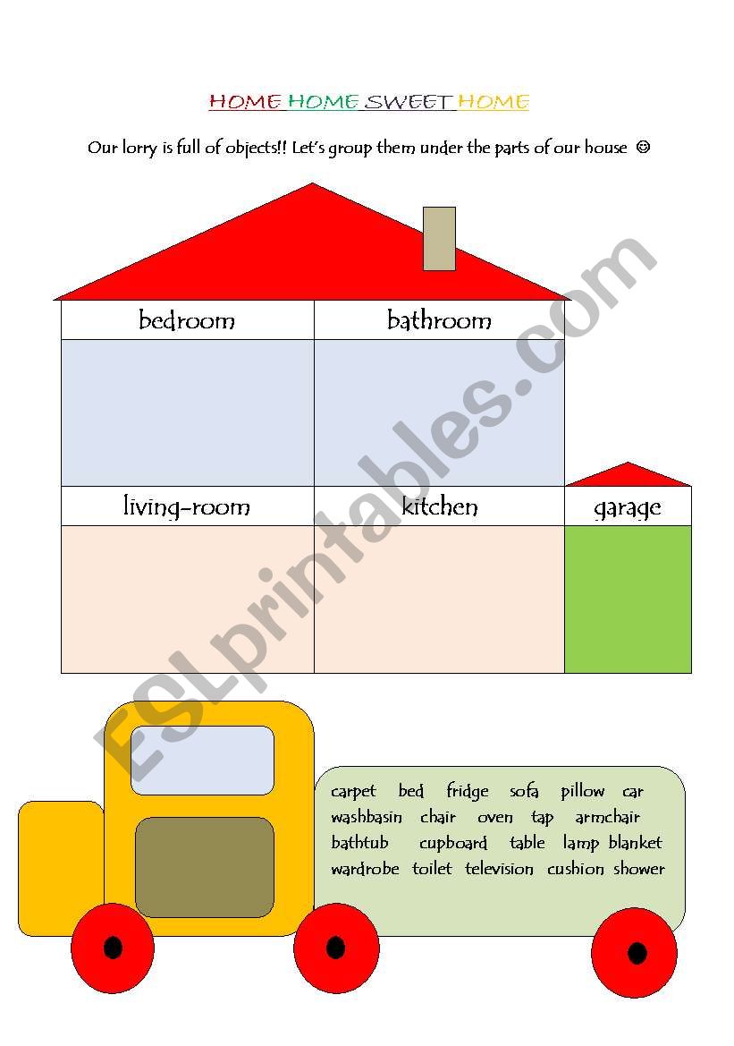 Objects in the House worksheet