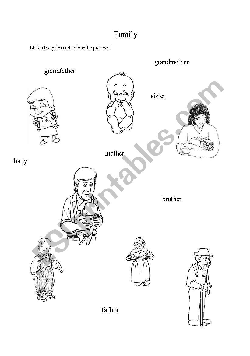 family - matching exercise worksheet