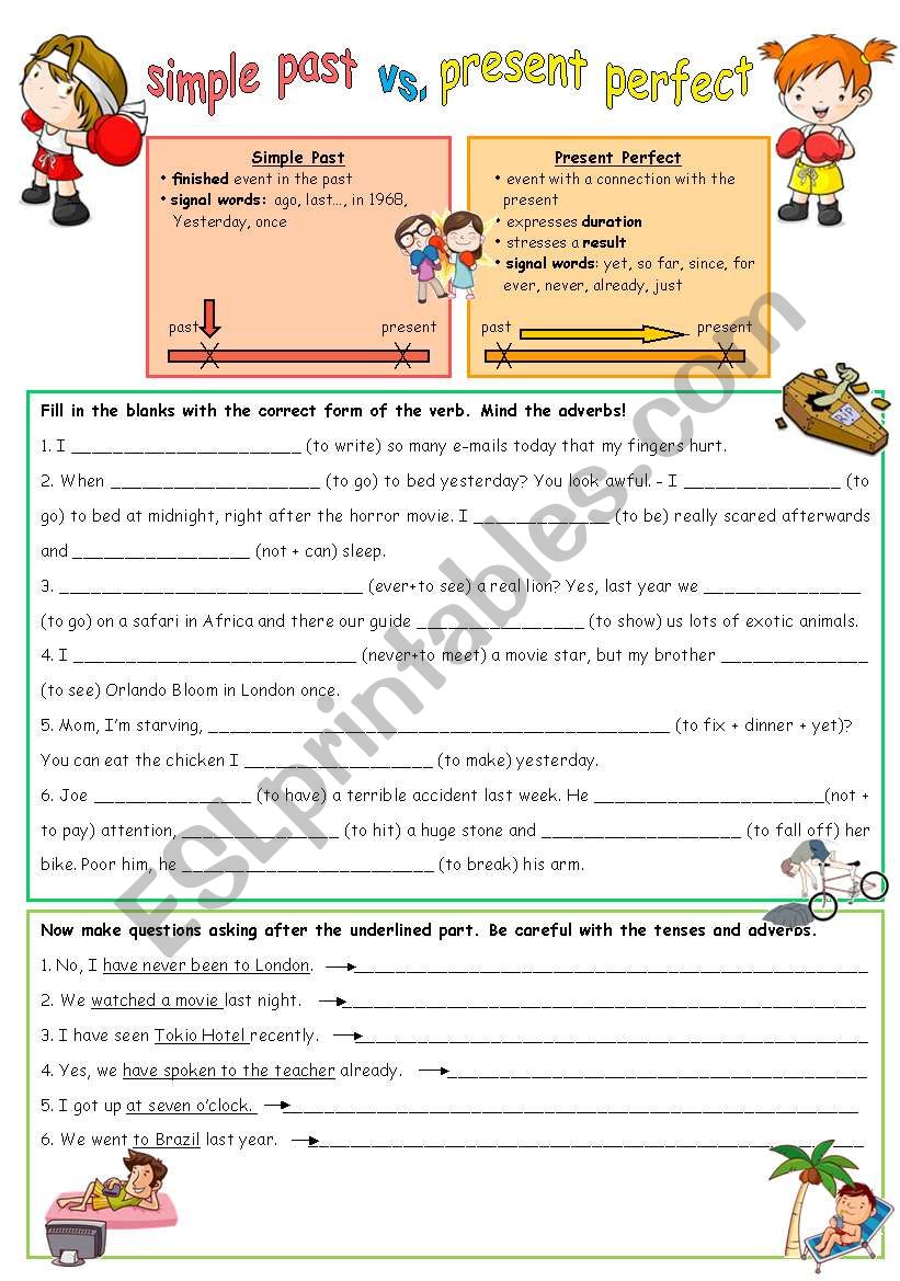 simple past vs. present perfect (editable + key)