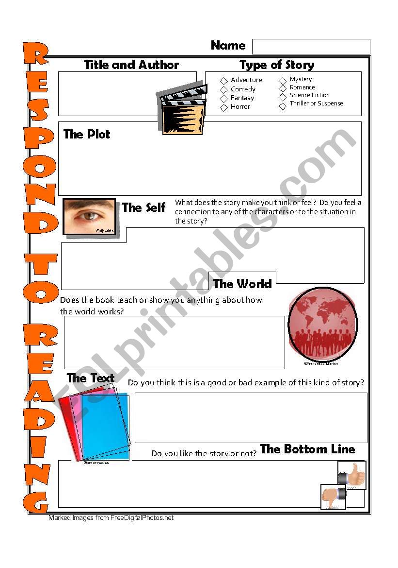 Worksheet:  Reading Response (Self/World/Text Framework)