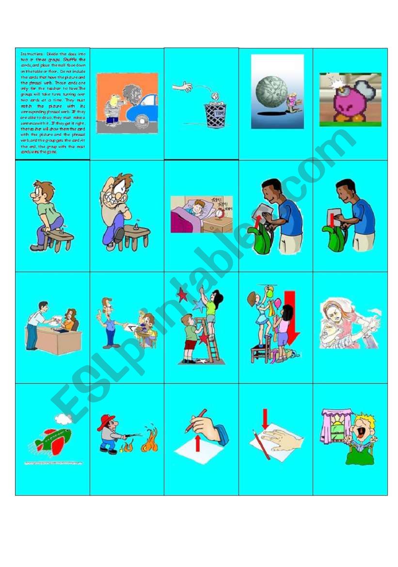 Phrasal Verb Memory Game worksheet