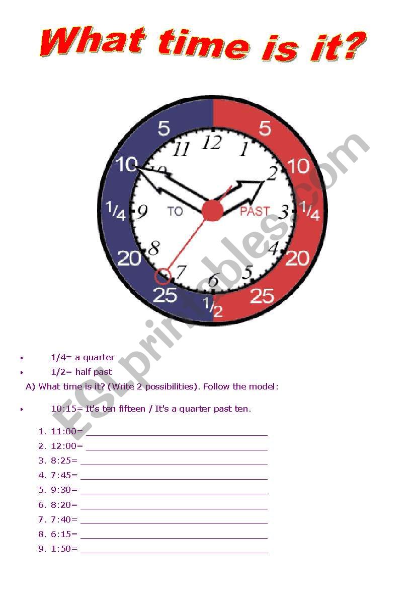 What time is it? worksheet