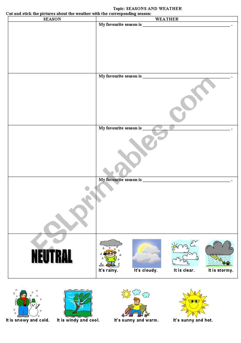 Weather and Seasons  worksheet