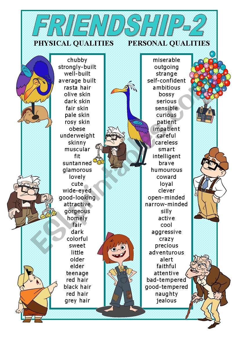 FRIENDSHIP- PHYSICAL AND PERSONAL QUALITIES POSTER 2