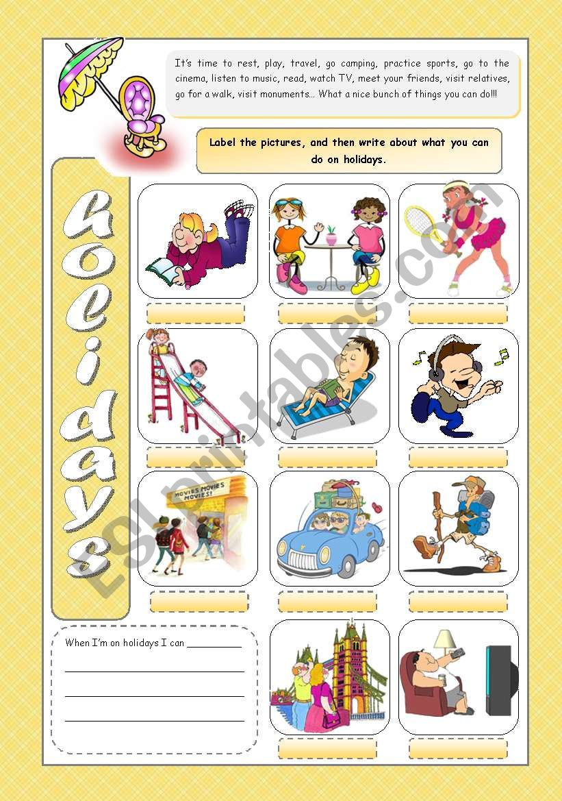 HOLIDAYS worksheet