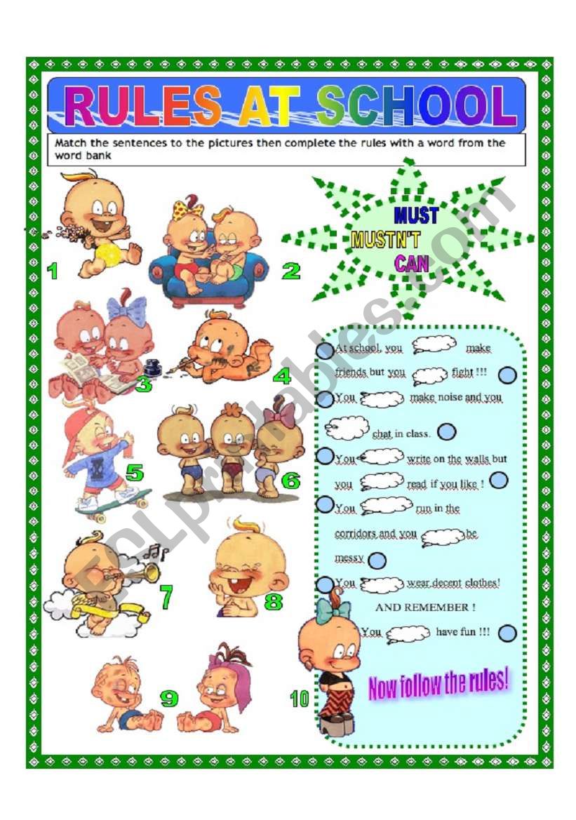 Rules at school with Winnie! worksheet