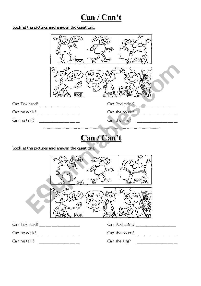 Can or Cant worksheet