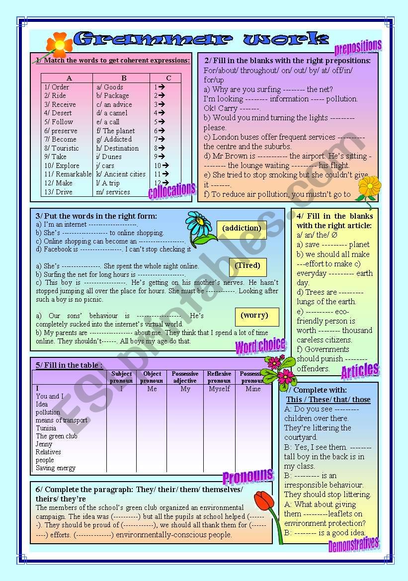 (2pages) 14 grammar activities - ESL worksheet by sassouki