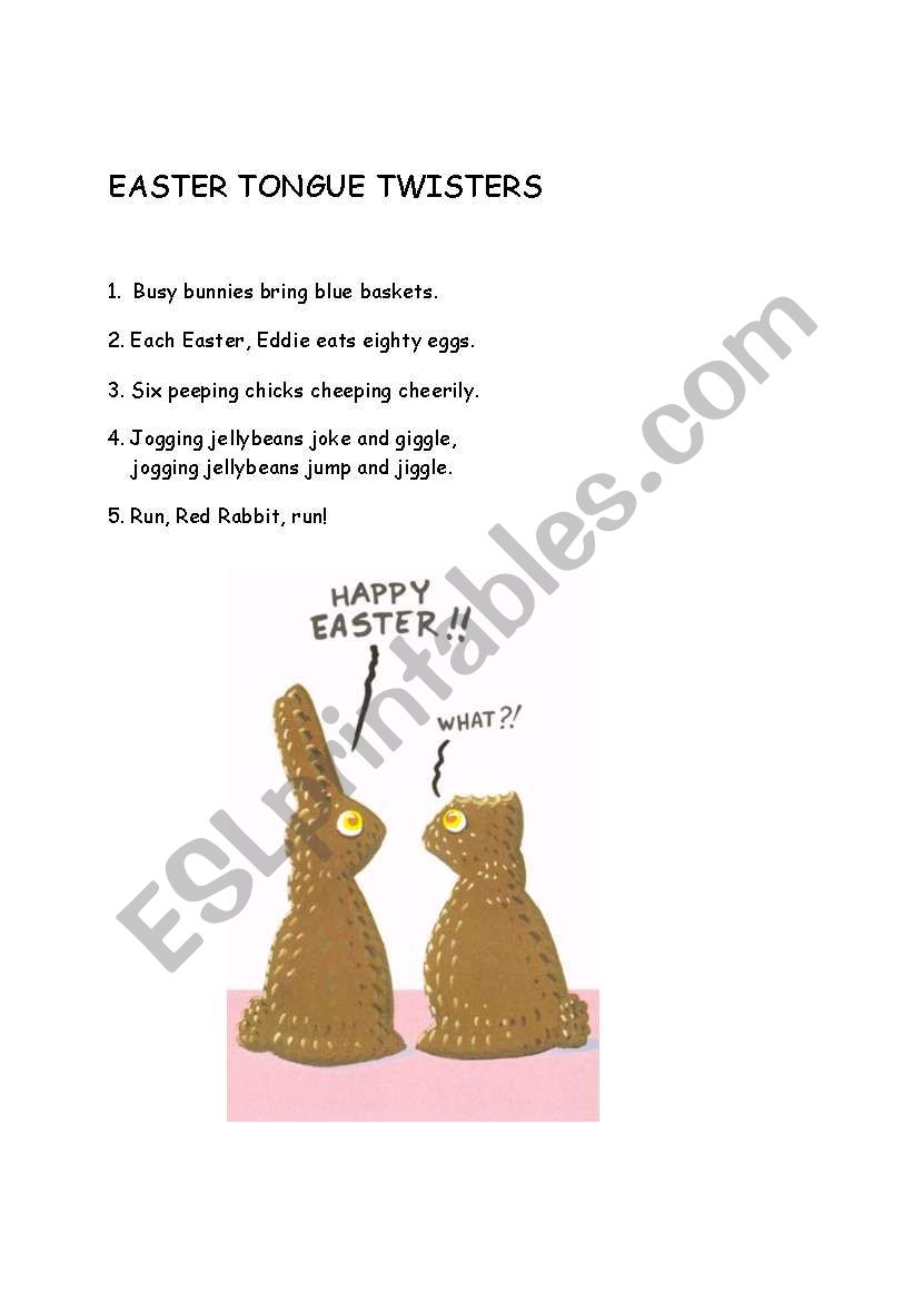 Easter Tongue Twisters worksheet