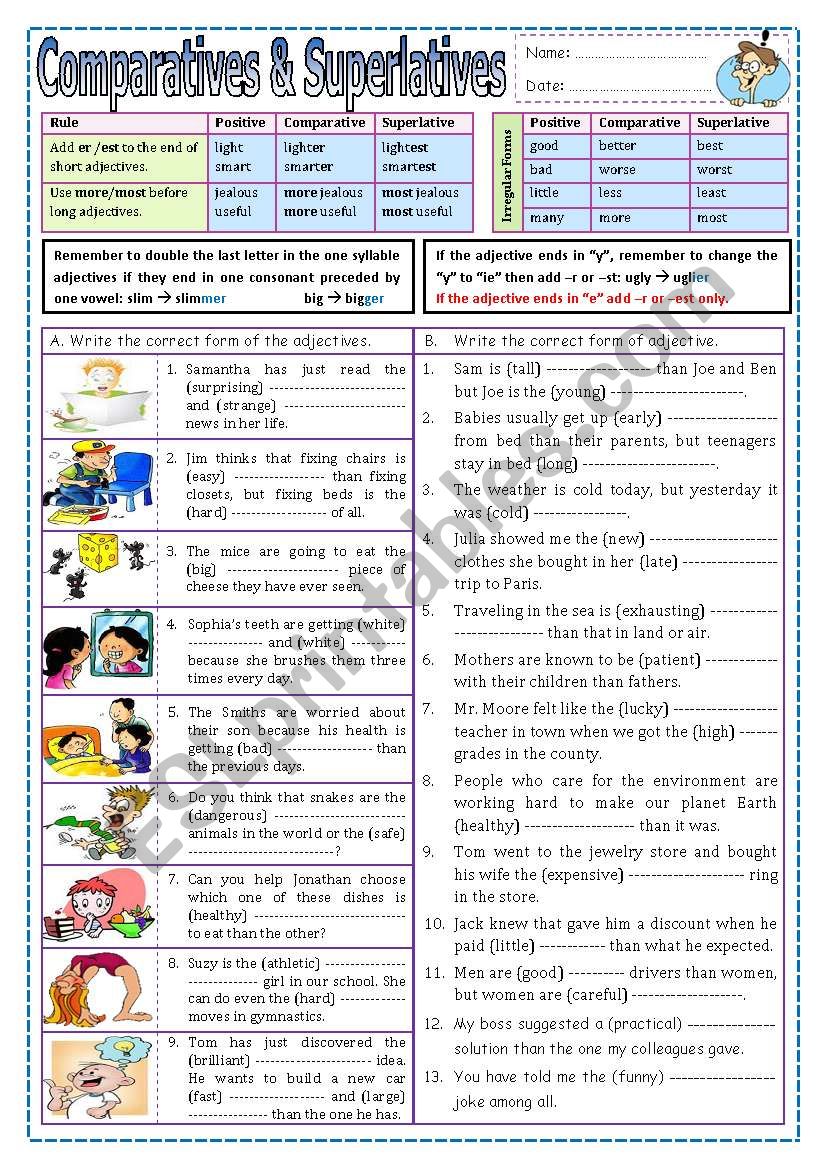 Comparatives & Superlatives worksheet