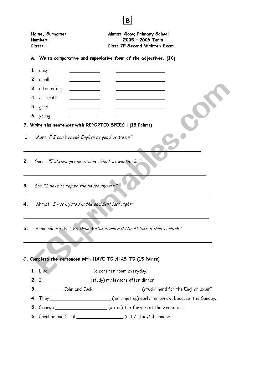 Quiz worksheet