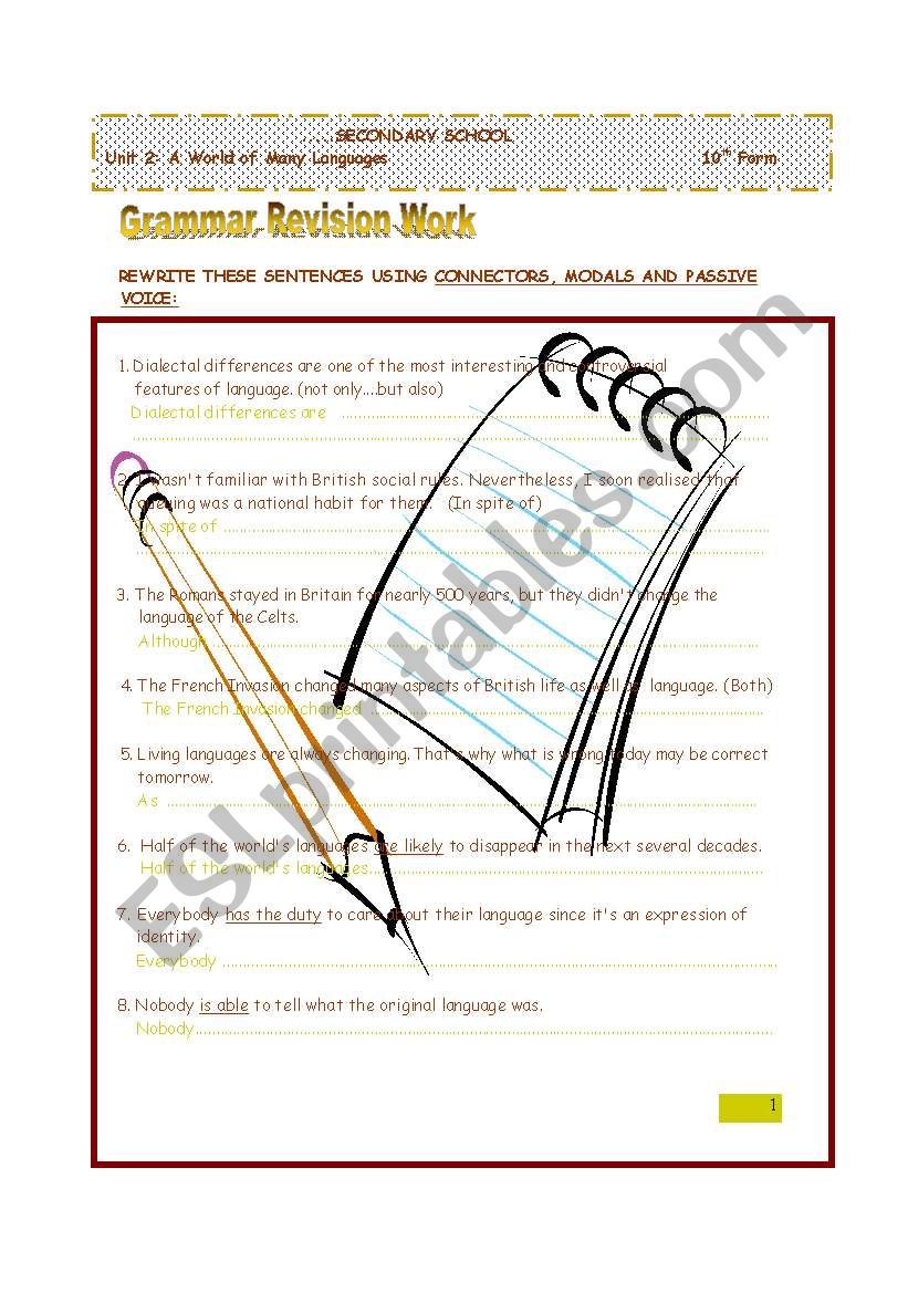 Grammar worksheet worksheet