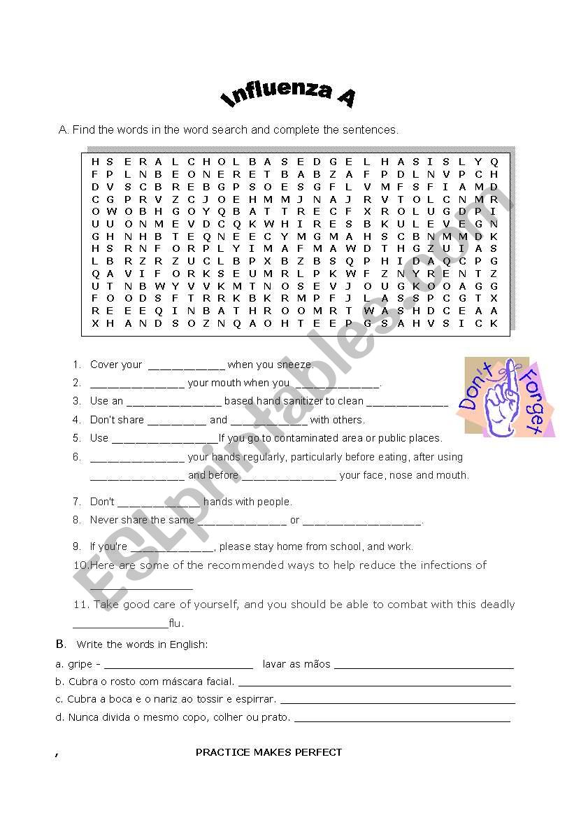 Influenza Flu -  worksheet