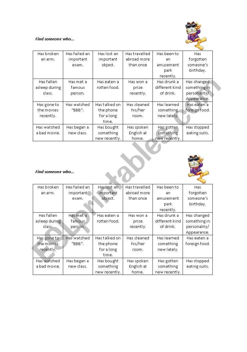 Present Perfect worksheet