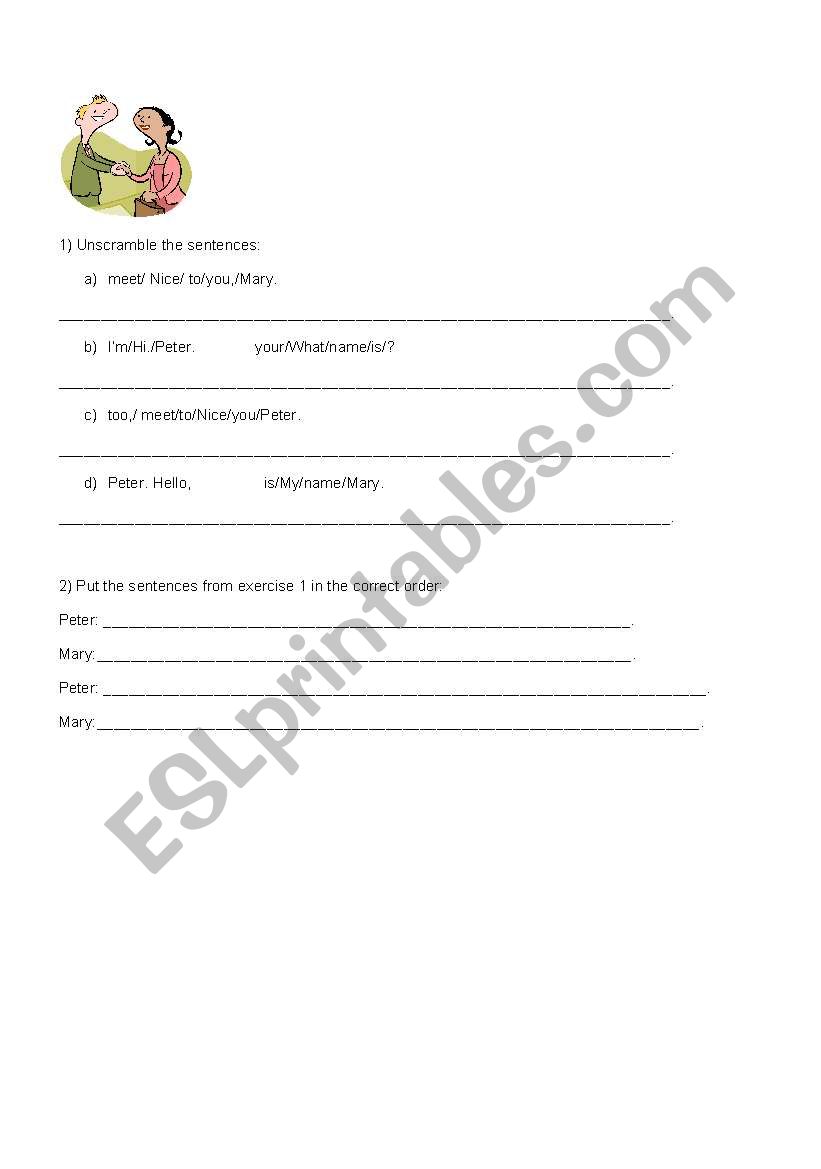 Greeting and introduction- test exercises