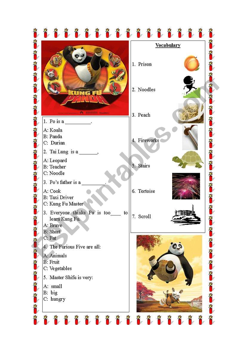 Kung Fu Panda Lesson worksheet