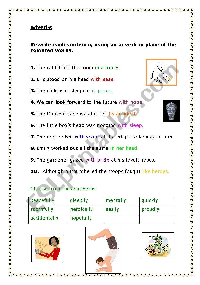 Adverbs worksheet